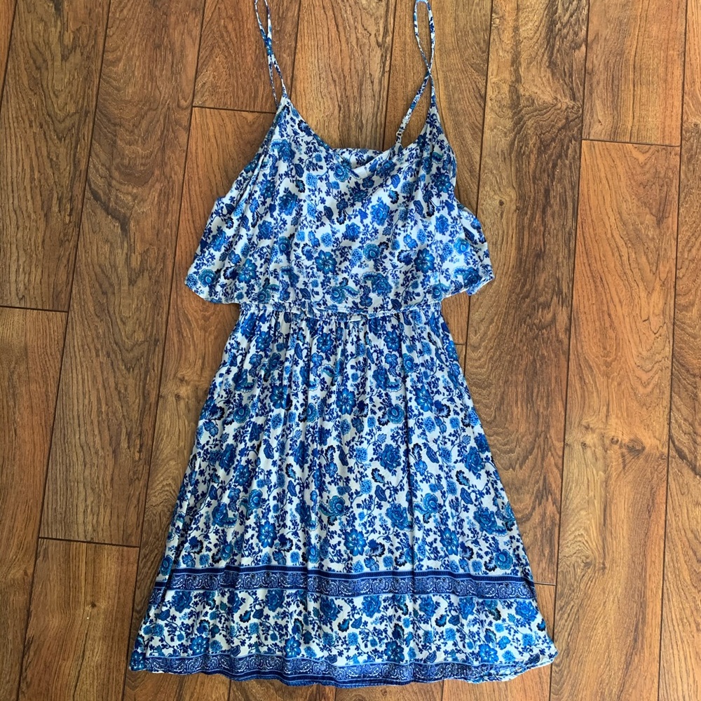H&M blue floral short dress